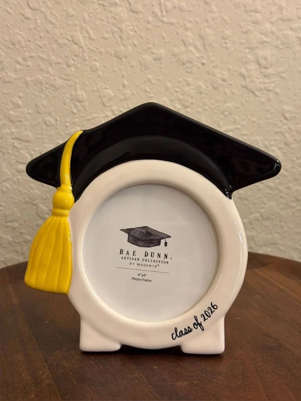NWT Rae Dunn Class of 2026 Graduation Cap Photo Picture Frame - Black & Yellow